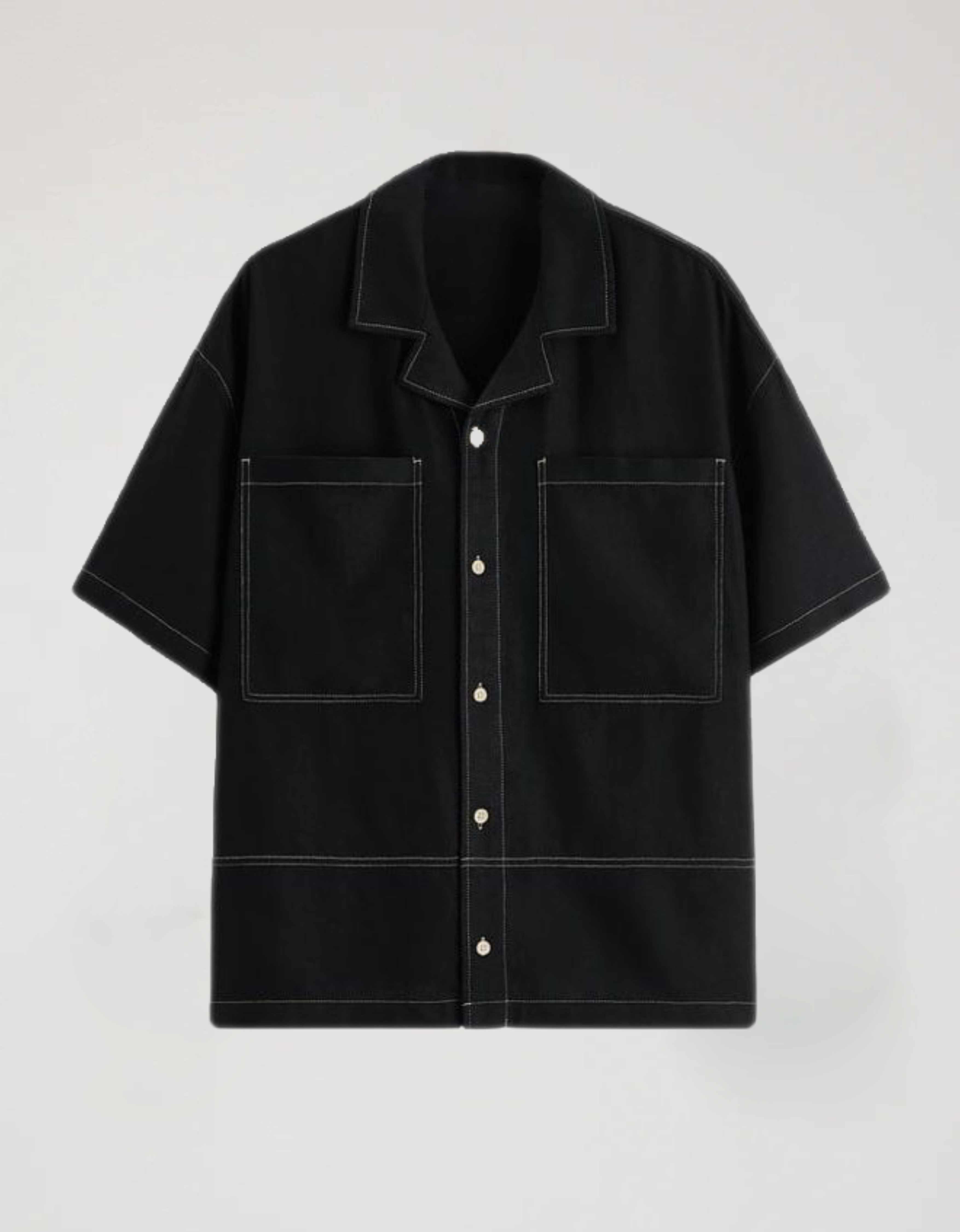 Black Utility Short Sleeve Shirt