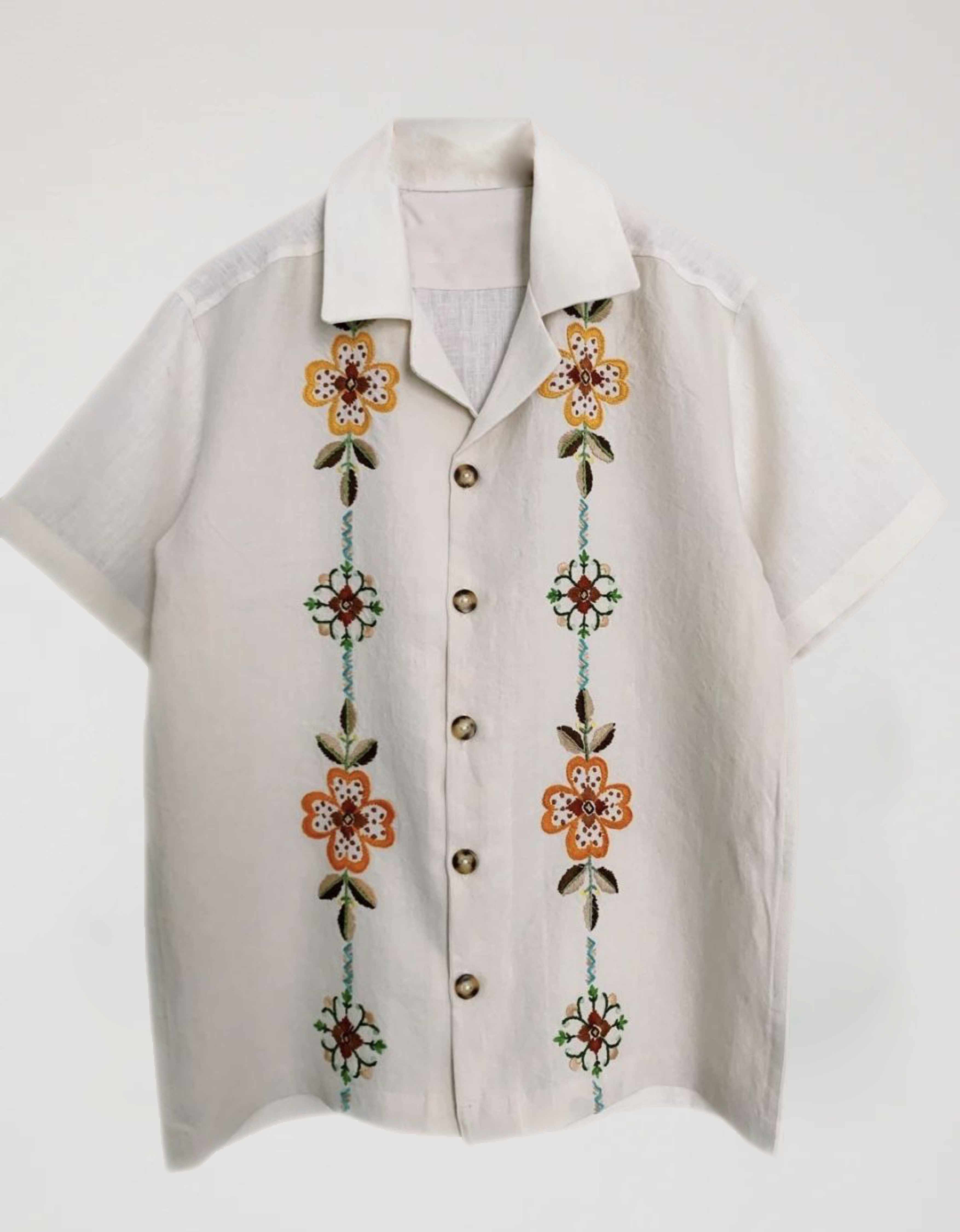 Cuban Embroidery Shirt Cream